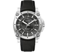 Bulova Montre-bracelet Icon Classic 96B416 Hommes Quartz Noir Bracelet cuir Étanche 30 ATM