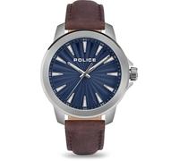 Montre Quartz Homme - POLICE - Mensor PEWJA2207803 - Acier inoxydable - Cadran Bleu - Bracelet Cuir Marron