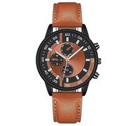 Montre rechargeable pour homme avec bracelet à franges à quartz avec grand cadran, marron, A, Sangle