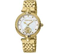 Roberto Cavalli by Franck Muller Montre analogique à Quartz pour Femme avec Bracelet en Acier Inoxydable RV1L130M0051, Blanc Antique., Mode