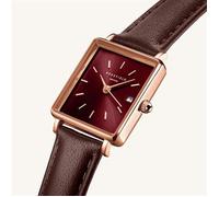 Montre - ROSEFIELD - Boxy XS - Cuir Marron - Cadran Rouge - Étanchéité 30m