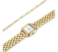 Montre - ROSEFIELD - Coffret - Boîtier carré 20 mm - Verre biseauté - Bracelet acier doré empierré