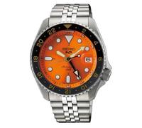 Montre Seiko 5 automatique GMT acier cadran orange - Homme - SEIKO - Etanche 100m