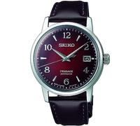 Montre Seiko Presage automatique date cadran rouge bracelet cuir 38,5 mm Homme