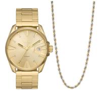 Diesel MS9 Montre pour Hommes, Mouvement à Quartz avec Bracelet en Silicone, Acier Inoxydable ou Cuir, ensemble De Tons Dorés, 44mm