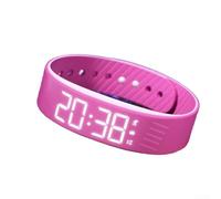 Montre silencieuse à vibrations avec suivi du cycle de sommeil, suivi du fitness, compteur de pas, calories, distance, chronomètre, affichage de la date, chargement USB (rose rouge)