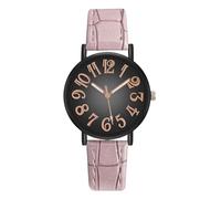 Montre Simple Grand Cadran Chiffres Arabes Bracelet Cuir Décontracté | avec trotteuse Pour Petits Poignets Dame Cuir Grand Cadran Arabe