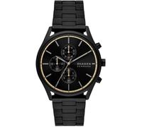 Skagen Holst Montre pour Homme, Mouvehommet Chronographe avec Bracelet en Acier Inoxydable Ou en Cuir, Noir de jais et ton or
