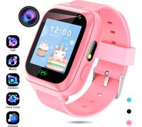 Montre Smartwatch pour enfants Téléphone pour filles et garçons avec jeux Fonction d'appel SOS Caméra Musique Podomètre Réveil Cadeau pour 4-12 ans,Rose