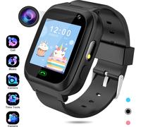 Montre Smartwatch pour enfants Téléphone pour filles et garçons avec jeux Fonction d'appel SOS Caméra Musique Podomètre Réveil Cadeau pour 4-12 ans,Noir