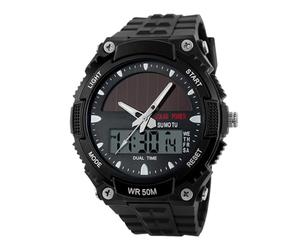 Montre solaire pour homme - Multifonctionnelle - Affichage de la date - Robuste - Pour le travail sur le terrain - 24 cm, Noir , Refer to description, Sangle