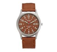 Montre sport à quartz pour homme en toile inoxydable avec date, café, taille unique