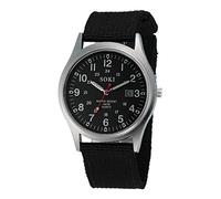 Montre sport à quartz pour homme en toile inoxydable avec date, Noir , taille unique