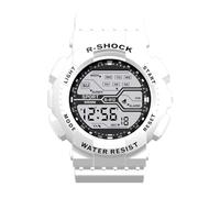 Montre sport tendance pour homme avec écran LCD chronomètre et date en caoutchouc, blanc, taille unique