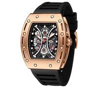 AIMES Watch Wristwatch Fashion Hollow Big Dial Luminous Waterproof Sport Analog Quartz Business Mens Watches Silicon Strap Dress Watch (Gold Black)