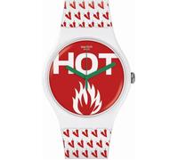 Montre - SWATCH - AU FEU SUOW146 - Quartz Suisse - Mixte - Blanc/Rouge