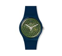 Swatch SUON113 Montre à Quartz analogique pour Homme avec Bracelet en Silicone, Bleu/Vert, Sangles