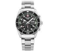 swiss alpine military Montre chronographe à quartz analogique pour homme 7029.9 en acier inoxydable, Acier/acier/Sw-vert - 9134sam, Bracelet