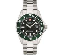 Swiss Alpine Military 7053.1 Montre Homme Master-Diver Analogique Quartz Acier Inoxydable, Acier/vert/noir - 1133sam