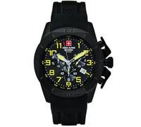 swiss alpine military by Grovana 7063 Montre chronographe pour homme en silicone 10 ATM, Noir/jaune/silicone - 9874sam, bracelet