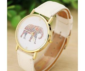 Montre tendance pour femme avec cadran à quartz en cuir tissé Motif éléphant, comme sur l'image, taille unique
