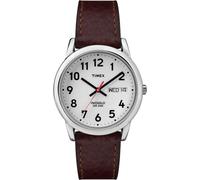 Montre TIMEX en cuir marron boitier acier Easy reader 35 mm