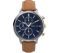 TIMEX Montre à affichage analogique 'Chicago City' champagne / bleu nuit / caramel / argent, Taille One Size