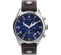 Montre Timex - Hommes - TWG030000 - Cuir Marron - Cadran Bleu - Etanche 5 ATM