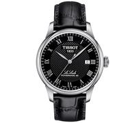 Montre Tissot T-Classic Le Locle Powermatic 80 cadran noir chiffres romains bracelet cuir noir 39,3 mm Homme