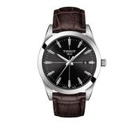 Montre - TISSOT - Gentleman - Acier et cuir brun - Cadran noir - Mouvement à Quartz