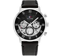 Tommy Hilfiger Montre Analogique Multifunction à Quartz pour Homme avec Bracelet en Cuir Noir - 1710565