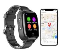 Montre Traceur GPS 4G pour Senior Enfant Localisation Température Cardio Pression Noir YONIS