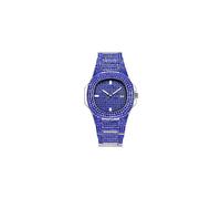 Montre unisexe en acier et diamants style hip-hop pour homme, marque de luxe, dorée, bleu