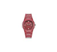 Montre unisexe en acier et diamants style hip-hop pour homme, marque de luxe, dorée, rouge