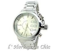 MONTRE UNISEXE FEMME & HOMME ARGENT FINE DOUBLE DOWN ACIER ICE IDÉE CADEAU LUXE