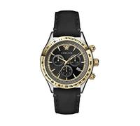 Montre Versace Chrono Classic Noir Cuir Argent Or Acier 44mm VEV700219