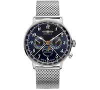 Zeppelin lz129 Hindenburg moonphase Montre Homme Analogique Quartz avec Bracelet Acier Inoxydable 7036M-3