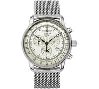 Zeppelin 100 Jahre 8680M Montre pour homme, avec bracelet en acier inoxydable massif, chronographe, date et alarme, 8680m-3 - Vert clair, Bracelet