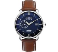 POINT tec Zeppelin Montre Atlantic 8470-3 Automatique Bracelet cuir Homme Argenté