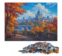 Montreal Canada Autumn Cityscape Illustration Puzzle en Bois, 1000 pièces | À offrir : Puzzle pour adultes - cadeau sans écran pour adulte avec activité à partager en famille.