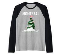 Montréal, Ligne d'horizon du Canada, Drapeau Canadien, Arbre de Noël, Amour Manche Raglan