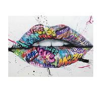 Montrer Dents LèVres Rue Graffiti Art Toile tableau Peinture Sur Le Murale Affiches Et Gravures Murale Art Tableaux Pour Salon Decoration à La Maison Sans Cadre 60×80cm