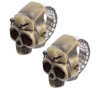 Montres à Doigt 2 Pièces en Alliage de Zinc, Style Tête de Mort Chic | Cadran Facile à Lire, Bracelet Ajustable, Couvercle Rabattable Pratique, Accessoire Punk Cool