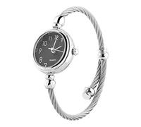 Montres à Quartz pour Femmes, Bracelet en Alliage Rond Analogique pour Femme, Montre-bracelet Ouverte, comme la Saint-Valentin, de Fête des Mères(Disque noir numérique)
