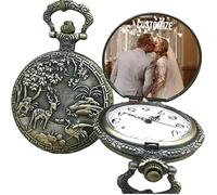 Montres de poche personnalisées, montre de poche photo personnalisée, matériau en alliage, style vintage, avec chaîne/taille, collier et boîte cadeau, pour homme/femme, papas et grands-parents