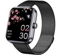 Montres de sport connectées SZSMART F57L, écran LCD 1,9, Bluetooth, pour Android et iOS - Noir milanais G