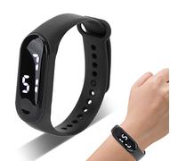 Montres de Sport Numériques, Affichage à Lumière Blanche LED Miroir en Plastique Mouvement électronique Bracelet en Silicone Montre de Sport pour Activités de Loisirs avec Chronomètre(Le noir)