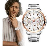 Montres en Acier Inoxydable pour Hommes, Montre d'affaires,Chronographes Chronographe pour Hommes - Groupe mécanique, Accessoires de vêtements d'affaires pour Les Anniversaires, Pâques