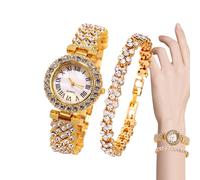 Montres en or rose pour femmes - montres décontractées strass, montre de veste de couronne de strass pour dames | Diamond Crystal Quartz Classic Watch, Fashion Luxury inoxydable en acier inoxydable