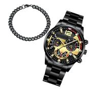 Montres fantaisie pour homme - Montre décontractée - Calendrier d'affaires avec bracelet pour anniversaire, fête des pères, Saint-Valentin, Noir , Refer to description, Unisexe